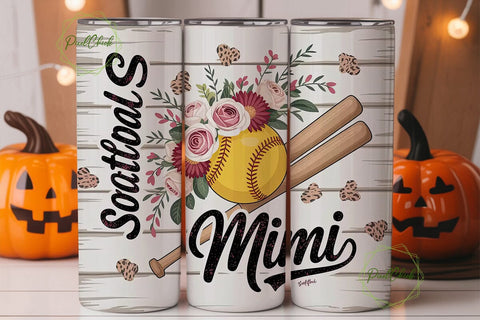 Softball Mimi 20oz Tumbler Wrap Sublimation PixelChick 
