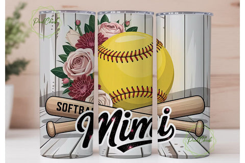 Softball Mimi 20oz Tumbler Wrap Sublimation PixelChick 