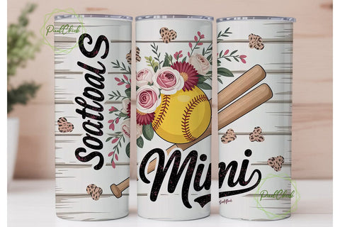 Softball Mimi 20oz Tumbler Wrap Sublimation PixelChick 