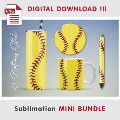Softball Mini Bundle - Tumbler, Mug, Pen, Coaster. Sublimation Natariis Studio 