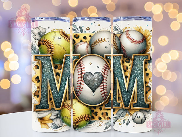 Softball Mom 20oz Tumbler Wrap Sublimation Design, Straight Tapered Tumbler Wrap, Baseball Leopard Tumbler Png, Instant Digital Download Sublimation SvggirlplusArt 