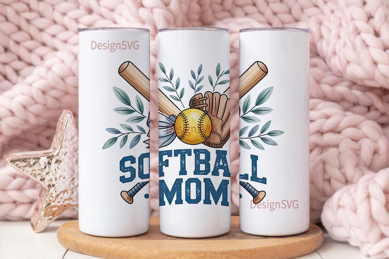Softball Mom 20oz Tumbler Wrap Sublimation DesignSVG 