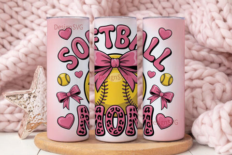 Softball Mom 20oz Tumbler Wrap Sublimation DesignSVG 