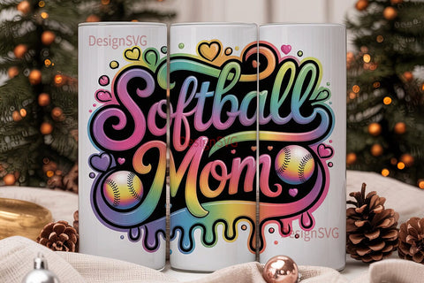 Softball Mom 20oz Tumbler Wrap Sublimation DesignSVG 