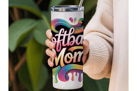 Softball Mom 20oz Tumbler Wrap Sublimation DesignSVG 