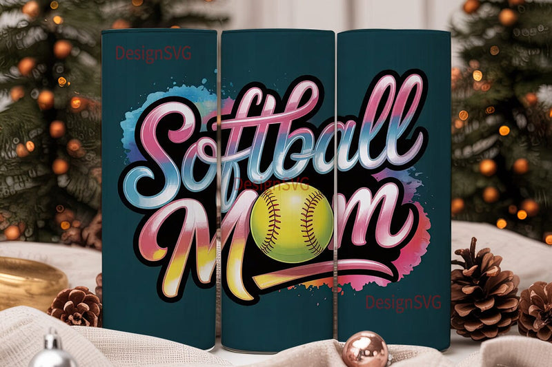 Softball Mom 20oz Tumbler Wrap Sublimation DesignSVG 