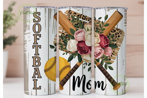 Softball Mom 20oz Tumbler Wrap Sublimation PixelChick 