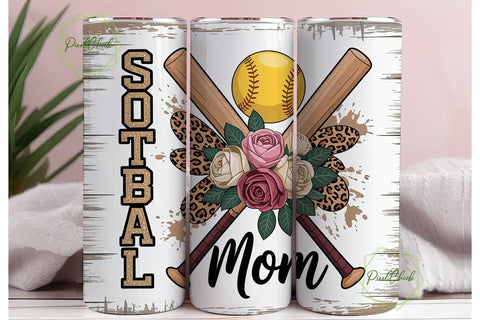 Softball Mom 20oz Tumbler Wrap Sublimation PixelChick 