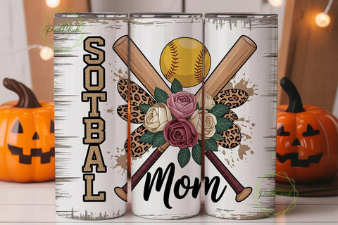 Softball Mom 20oz Tumbler Wrap Sublimation PixelChick 