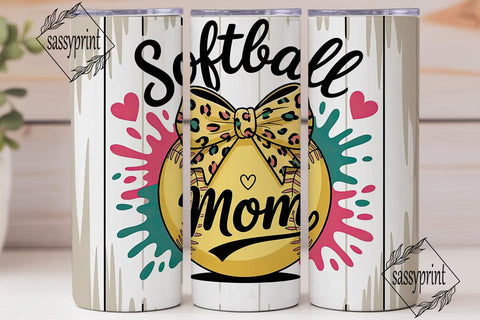 Softball Mom 20oz Tumbler Wrap Sublimation sassyprint 