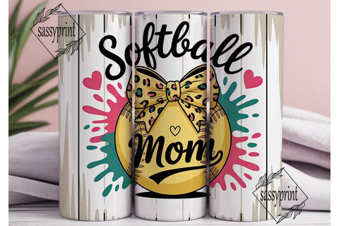 Softball Mom 20oz Tumbler Wrap Sublimation sassyprint 