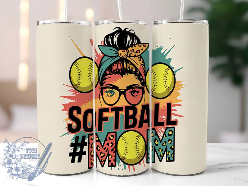 Softball Mom Bun Tumbler Wrap Design, Baseball Mom Hair Wrap, 20oz Sports Mom Design, Player Mom Sublimation, Dugout Bun Tumbler, Custom Softball Parent Gift, Game Day Mom Wrap Sublimation ToriDesigns 