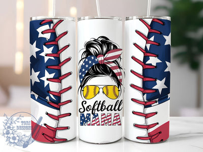 Softball Mom Game Day Sports Tumbler, Sports Mom Tumbler, Mom Bun Tumbler, Softball Lover Tumbler, Game Day Tumbler, 20oz Sublimation Wrap, Athlete Mom Tumbler Sublimation ToriDesigns 