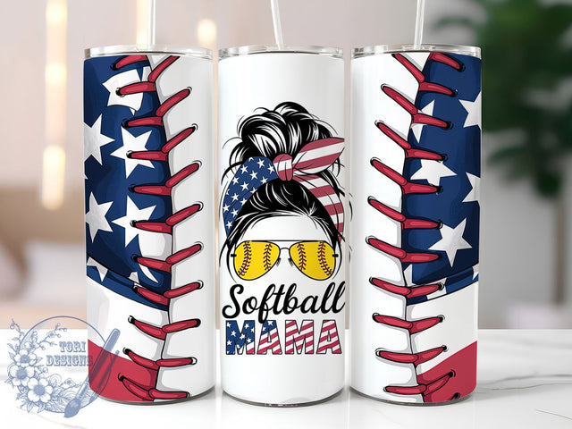 Softball Mom Game Day Sports Tumbler, Sports Mom Tumbler, Mom Bun Tumbler, Softball Lover Tumbler, Game Day Tumbler, 20oz Sublimation Wrap, Athlete Mom Tumbler Sublimation ToriDesigns 