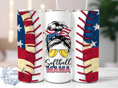 Softball Mom Game Day Sports Tumbler, Sports Mom Tumbler, Mom Bun Tumbler, Softball Lover Tumbler, Game Day Tumbler, 20oz Sublimation Wrap, Athlete Mom Tumbler Sublimation ToriDesigns 