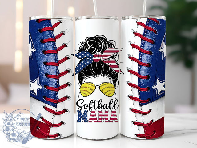 Softball Mom Game Day Sports Tumbler, Sports Mom Tumbler, Mom Bun Tumbler, Softball Lover Tumbler, Game Day Tumbler, 20oz Sublimation Wrap, Athlete Mom Tumbler Sublimation ToriDesigns 