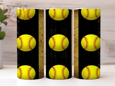 Softball Mom Game Day Tumbler Wrap, Yellow Softball, 20oz Tumbler Wrap, Sublimation Design, Sports Mom Tumbler, Softball Tumbler, Game Day Tumbler Sublimation Lara' s Designs 