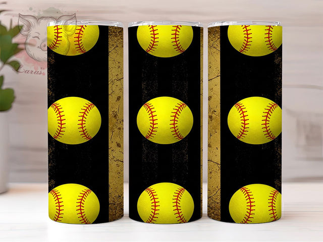 Softball Mom Game Day Tumbler Wrap, Yellow Softball, 20oz Tumbler Wrap, Sublimation Design, Sports Mom Tumbler, Softball Tumbler, Game Day Tumbler Sublimation Lara' s Designs 