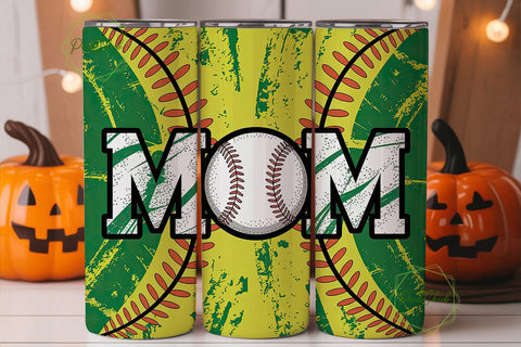 Softball Mom Green Splatter 20oz Tumbler Sublimation PixelChick 