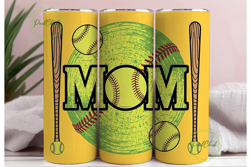 Softball Mom Green Splatter 20oz Tumbler Sublimation PixelChick 