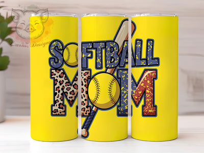 Softball Mom Leopard Print Tumbler, Leopard Print Tumbler, Sports Mom Sublimation, Animal Print Tumbler Wrap, Softball Gift For Mom, Trendy Softball Tumbler, Wild Mom Tumbler Design Sublimation Lara' s Designs 