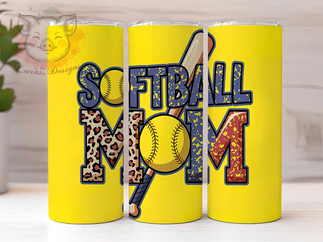 Softball Mom Leopard Print Tumbler, Leopard Print Tumbler, Sports Mom Sublimation, Animal Print Tumbler Wrap, Softball Gift For Mom, Trendy Softball Tumbler, Wild Mom Tumbler Design Sublimation Lara' s Designs 
