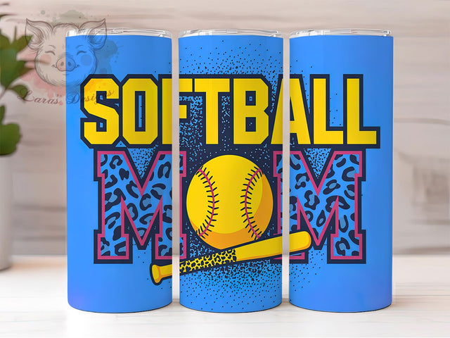 Softball Mom Leopard Print Tumbler, Leopard Print Tumbler, Sports Mom Sublimation, Animal Print Tumbler Wrap, Softball Gift For Mom, Trendy Softball Tumbler, Wild Mom Tumbler Design Sublimation Lara' s Designs 