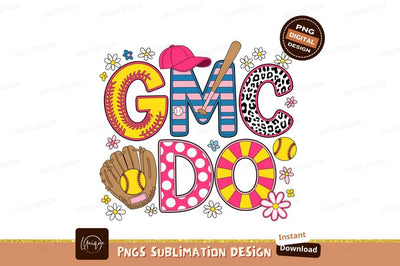 Softball mom letters with baseball gear graphic Sublimation Designangry 
