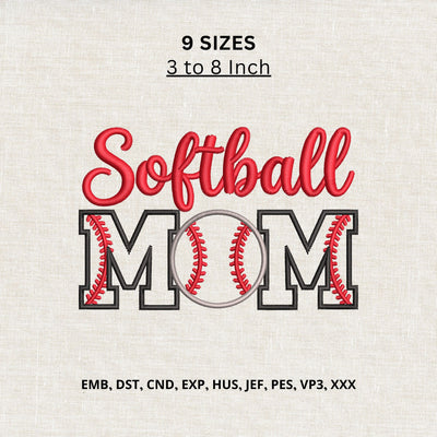 Softball Mom Machine Embroidery Design – Softball Mama Sports Mom Embroidery File Embroidery/Applique DESIGNS PatternFeed8 