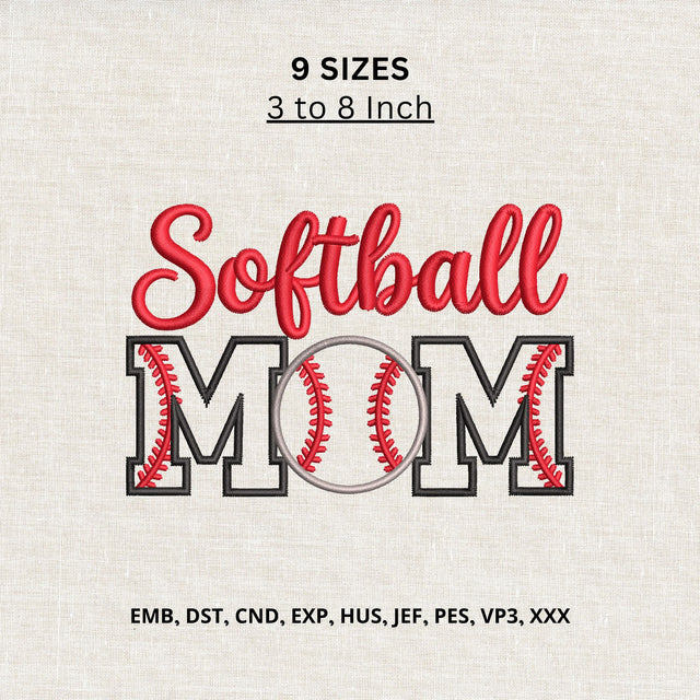 Softball Mom Machine Embroidery Design – Softball Mama Sports Mom Embroidery File Embroidery/Applique DESIGNS PatternFeed8 