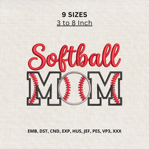 Softball Mom Machine Embroidery Design – Softball Mama Sports Mom Embroidery File Embroidery/Applique DESIGNS PatternFeed8 