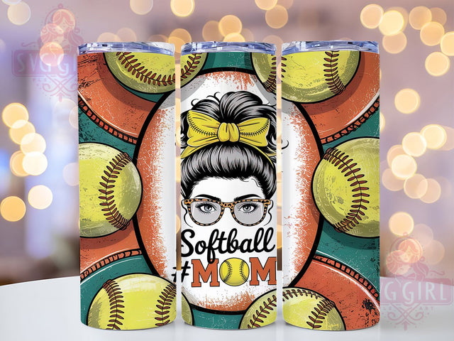 Softball Mom Messy Bun Leopard Tumbler, Messy Bun Tumbler, Glitter Tumbler Wrap, Leopard Print Tumbler, 20oz Skinny Tumbler, Sublimation Tumbler Design, Sports Mom Tumbler Sublimation SvggirlplusArt 