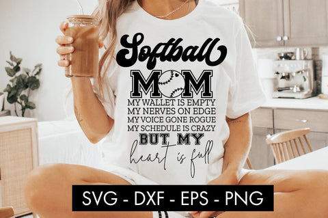 Softball Mom My Wallet Is Empty SVG Cut File PNG SVG Freeling Design House 