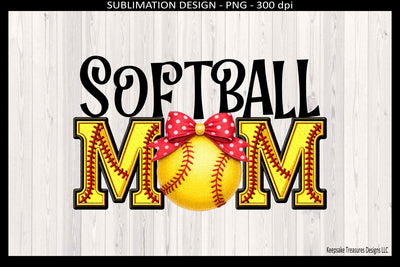 Softball Mom, Softball Stitch Faux Embroidery Letters, Sublimation Png, Digital Download Sublimation Keepsake Treasures Designs LLC. 