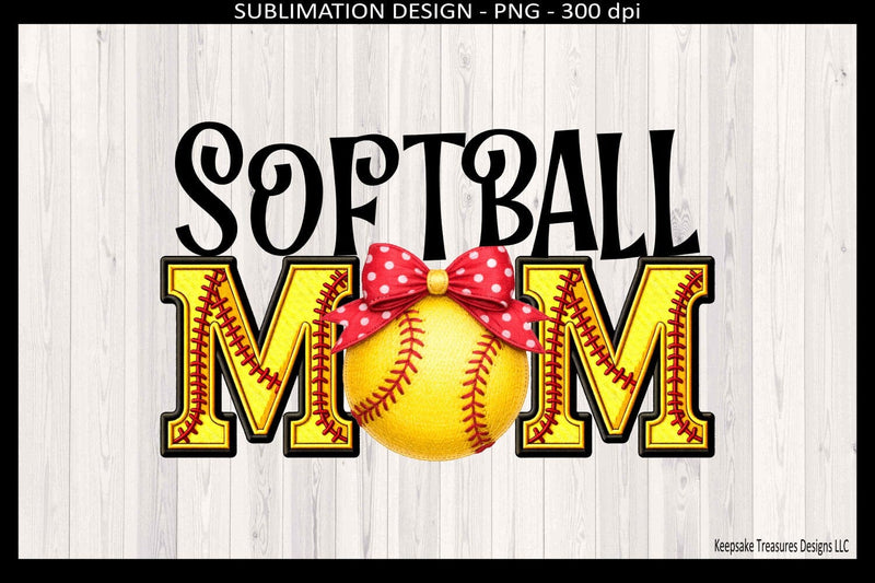 Softball Mom, Softball Stitch Faux Embroidery Letters, Sublimation Png, Digital Download Sublimation Keepsake Treasures Designs LLC. 