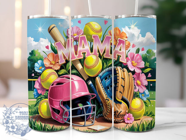 Softball Mom Tumbler Gift Wrap, Mother's Day Tumbler, Baseball Mom Present, Team Mom Sublimation, Sports Mama Wrap, Custom Softball Tumbler, Dugout Mom Design Sublimation ToriDesigns 