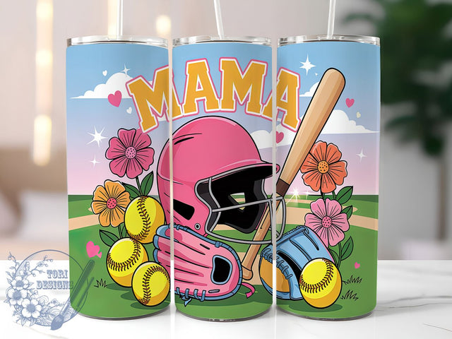 Softball Mom Tumbler Gift Wrap, Mother's Day Tumbler, Baseball Mom Present, Team Mom Sublimation, Sports Mama Wrap, Custom Softball Tumbler, Dugout Mom Design Sublimation ToriDesigns 