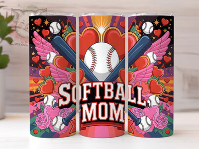 Softball Mom Valentine Heart Tumbler Wrap, Valentine Sports Tumbler, Love Softball Design, Heart Softball Wrap, Sports Mom Gift Tumbler, Softball Valentine Sublimation Sublimation Lara' s Designs 
