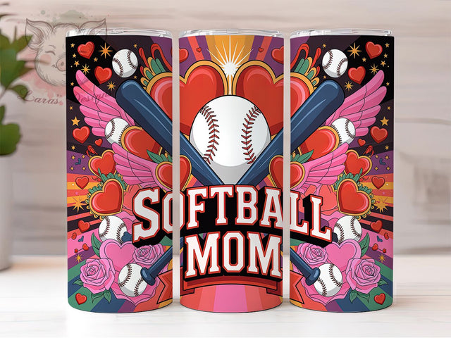 Softball Mom Valentine Heart Tumbler Wrap, Valentine Sports Tumbler, Love Softball Design, Heart Softball Wrap, Sports Mom Gift Tumbler, Softball Valentine Sublimation Sublimation Lara' s Designs 