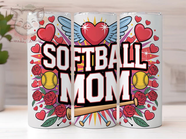 Softball Mom Valentine Heart Tumbler Wrap, Valentine Sports Tumbler, Love Softball Design, Heart Softball Wrap, Sports Mom Gift Tumbler, Softball Valentine Sublimation Sublimation Lara' s Designs 