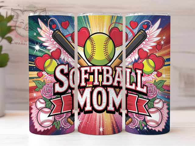 Softball Mom Valentine Heart Tumbler Wrap, Valentine Sports Tumbler, Love Softball Design, Heart Softball Wrap, Sports Mom Gift Tumbler, Softball Valentine Sublimation Sublimation Lara' s Designs 