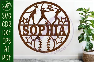 Softball Name Sign Female SVG Cut File SVG APInspireddesigns 