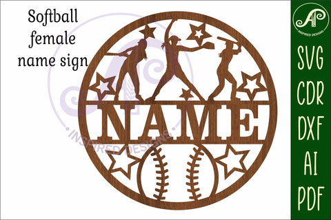 Softball Name Sign Female SVG Cut File SVG APInspireddesigns 