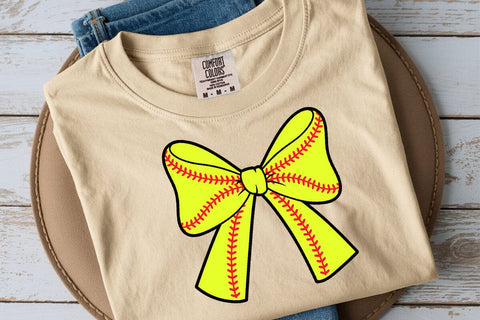 Softball Ribbon Bow Svg, Softball Coquette Svg, Baseball Ribbon Svg SVG DesignDestine 