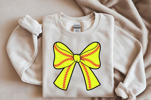Softball Ribbon Bow Svg, Softball Coquette Svg, Baseball Ribbon Svg SVG DesignDestine 