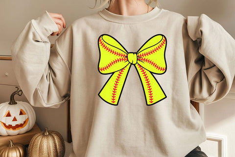 Softball Ribbon Bow Svg, Softball Coquette Svg, Baseball Ribbon Svg SVG DesignDestine 