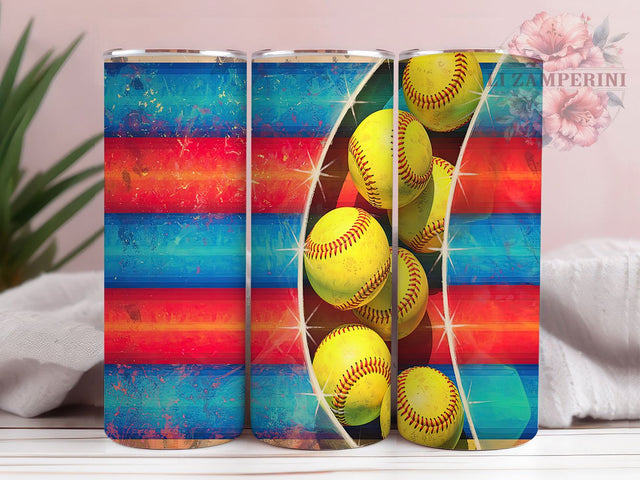 Softball Serape Tumbler Wrap Design, Mexican Serape Tumbler, 20oz Sports Tumbler, Sublimation Tumbler Wrap, Hispanic Softball Gift, Custom Serape Design, DIY Softball Tumbler Sublimation Li Zamperini 