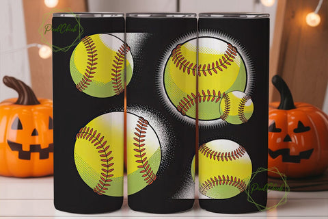 Softball Splash 20oz Tumbler Wrap Sublimation PixelChick 