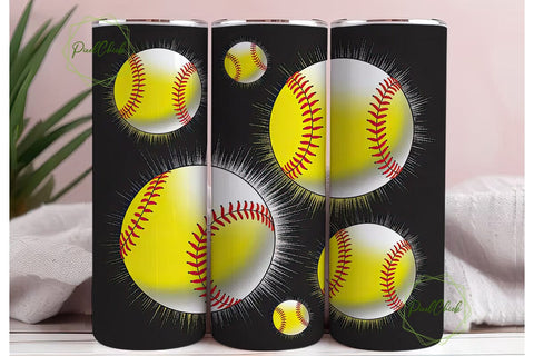 Softball Splash 20oz Tumbler Wrap Sublimation PixelChick 