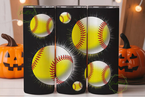 Softball Splash 20oz Tumbler Wrap Sublimation PixelChick 